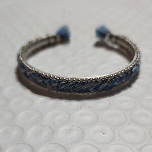 Elegant Silver and Blue Braided Bracelet